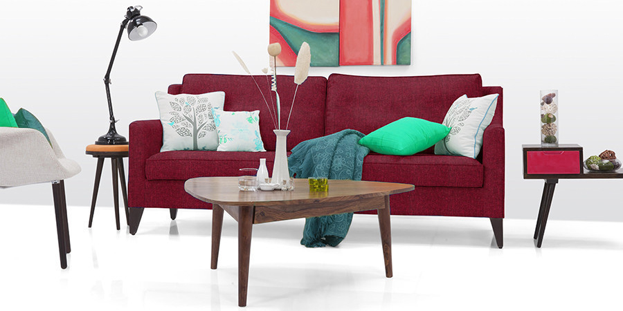 Fleming Fabric Sofa 3Seater (Maroon)